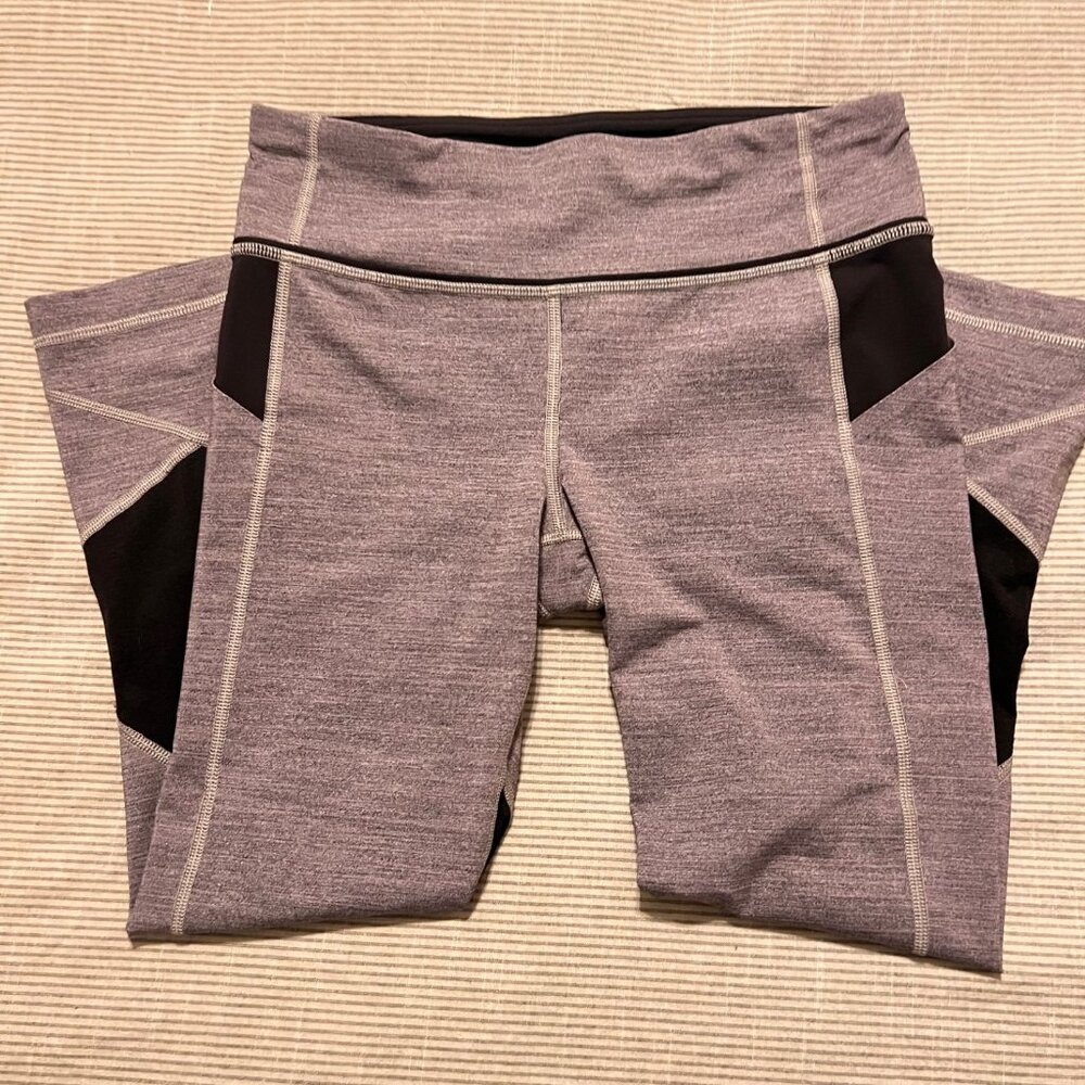 Lululemon | Leggings | Size 6 | Grey & Black Panel | Zip Pocket